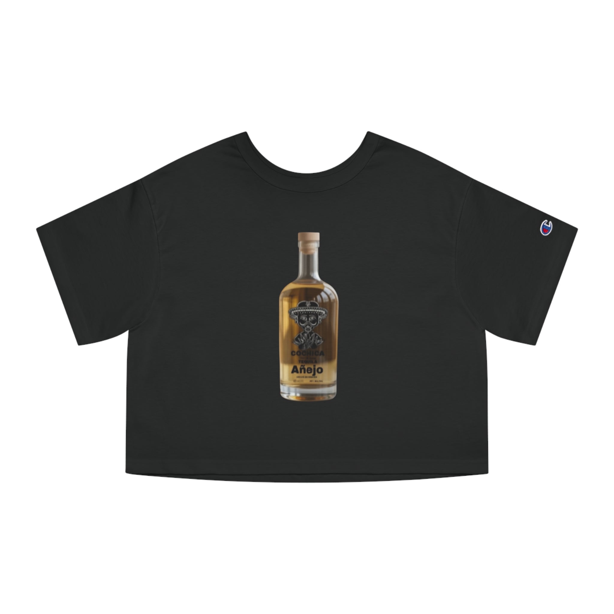 Añejo Bottle Cropped T-Shirt | Whiskey Label Illustration