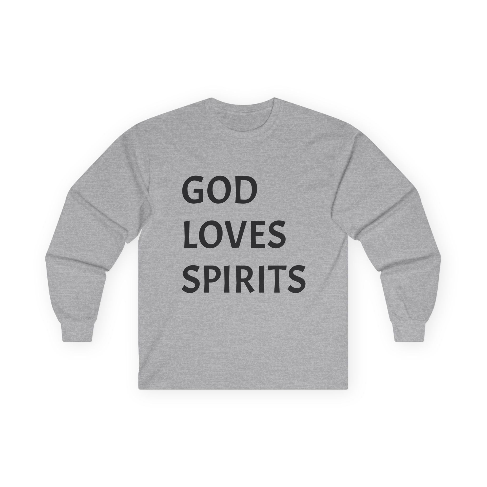 God Loves Spirits Long Sleeve Tee | Day of the Dead Tequila Skull Back Design