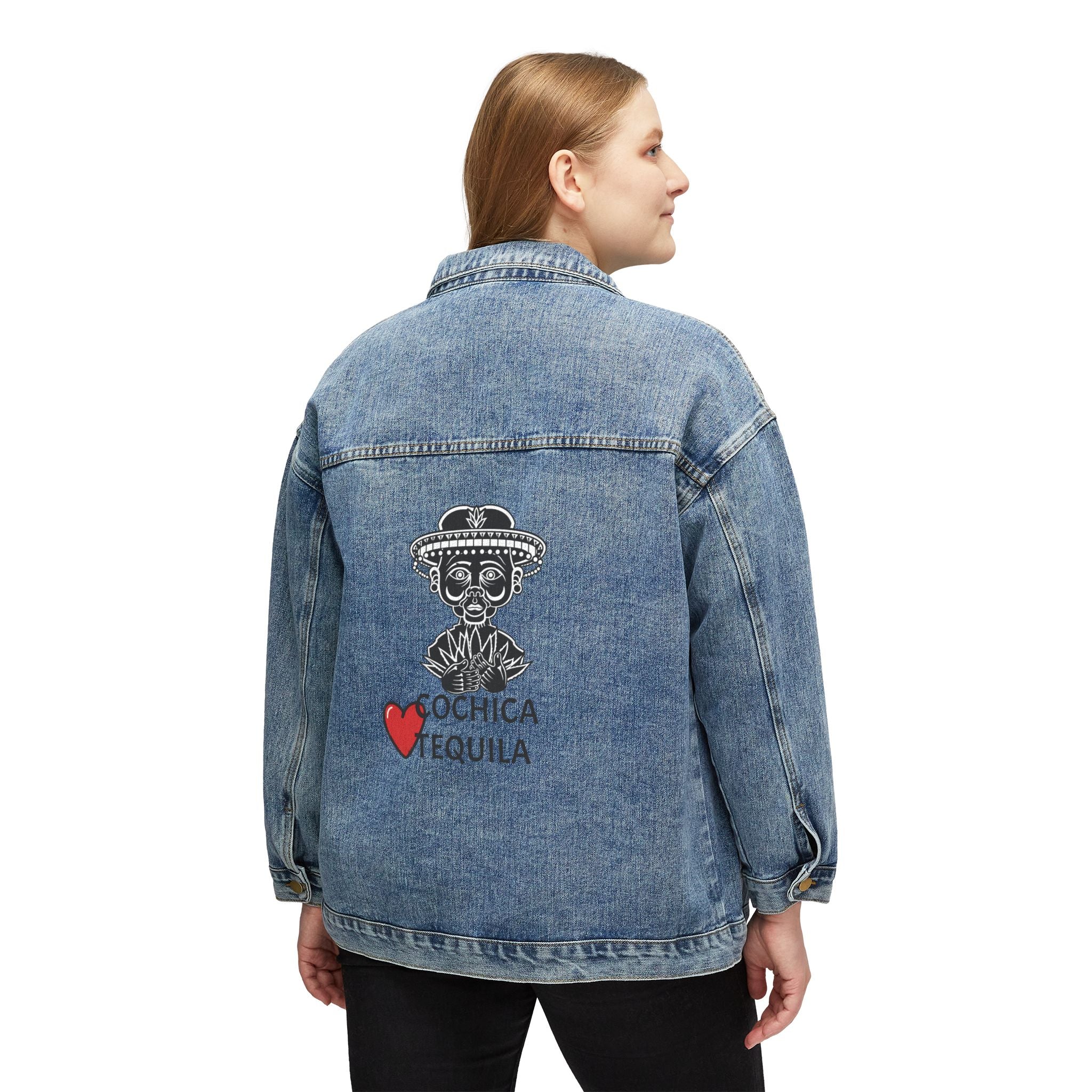 Cochica Art Heart Denim Jacket | Embroidered Back Graphic