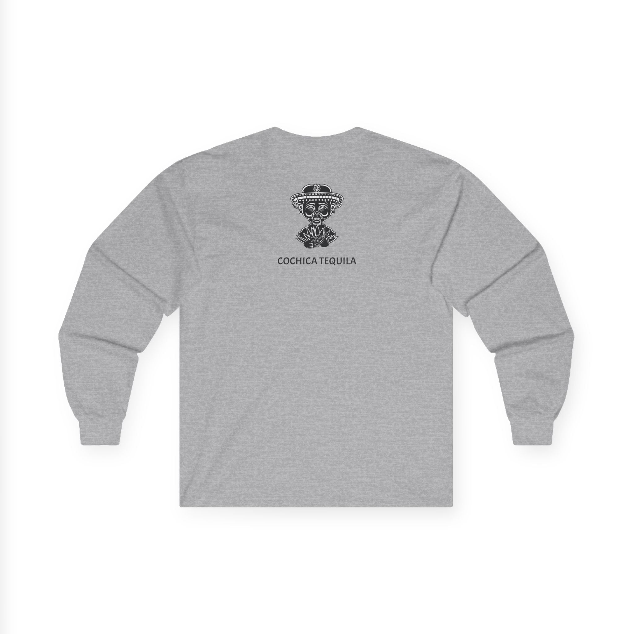 God Loves Spirits heart Long Sleeve Tee | Day of the Dead Tequila Skull Back Design