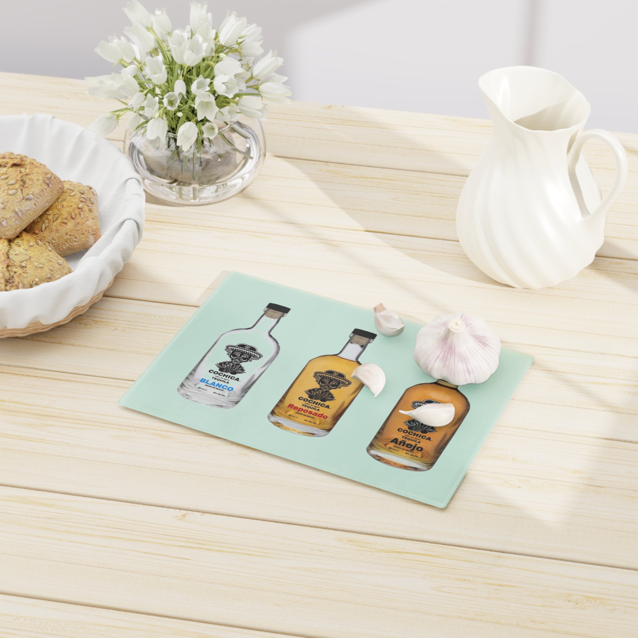 Tequila Bottle Trio Cutting Board | Glass Chopping Board, Bar Kitchen Decor