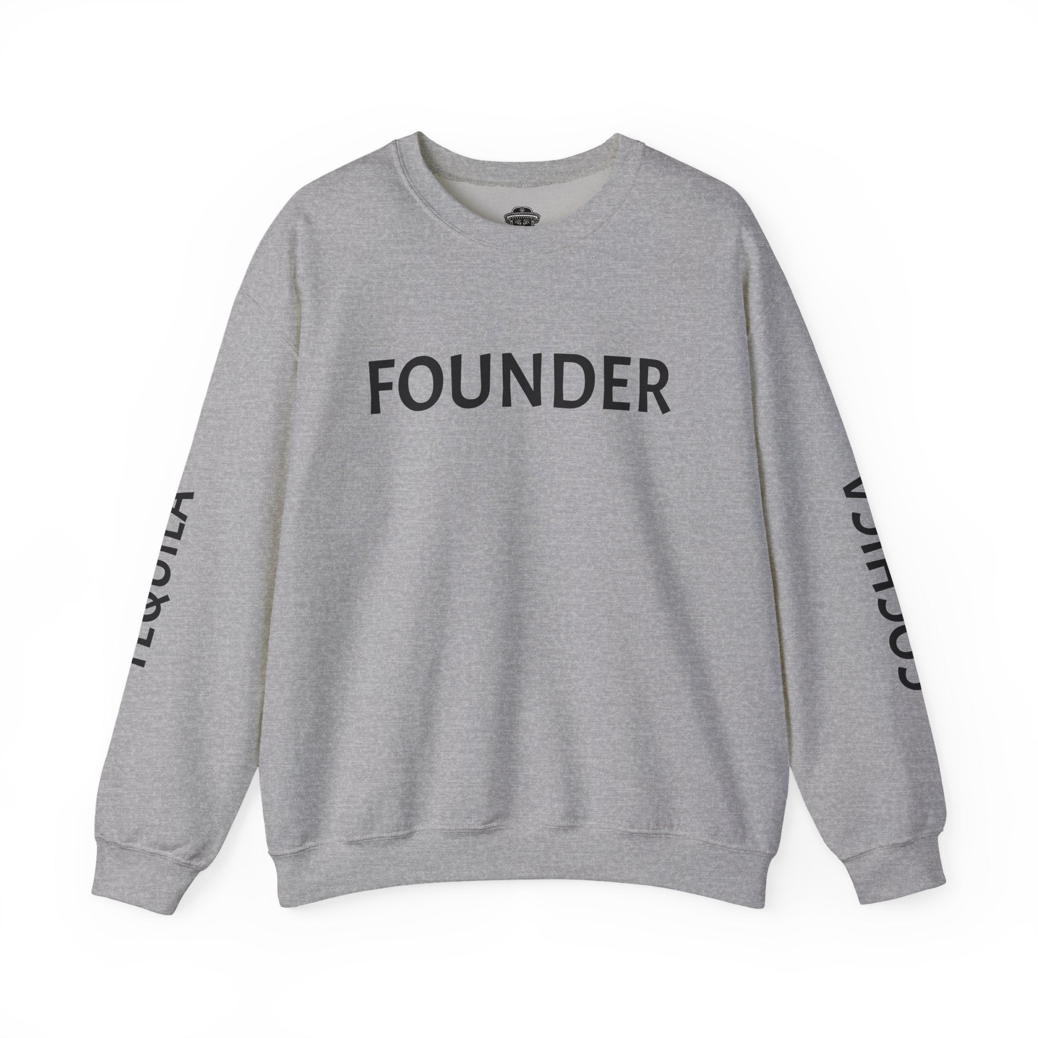 Founder Crewneck Sweatshirt | Tequila Sleeve Graphic, Day of the Dead Back Art