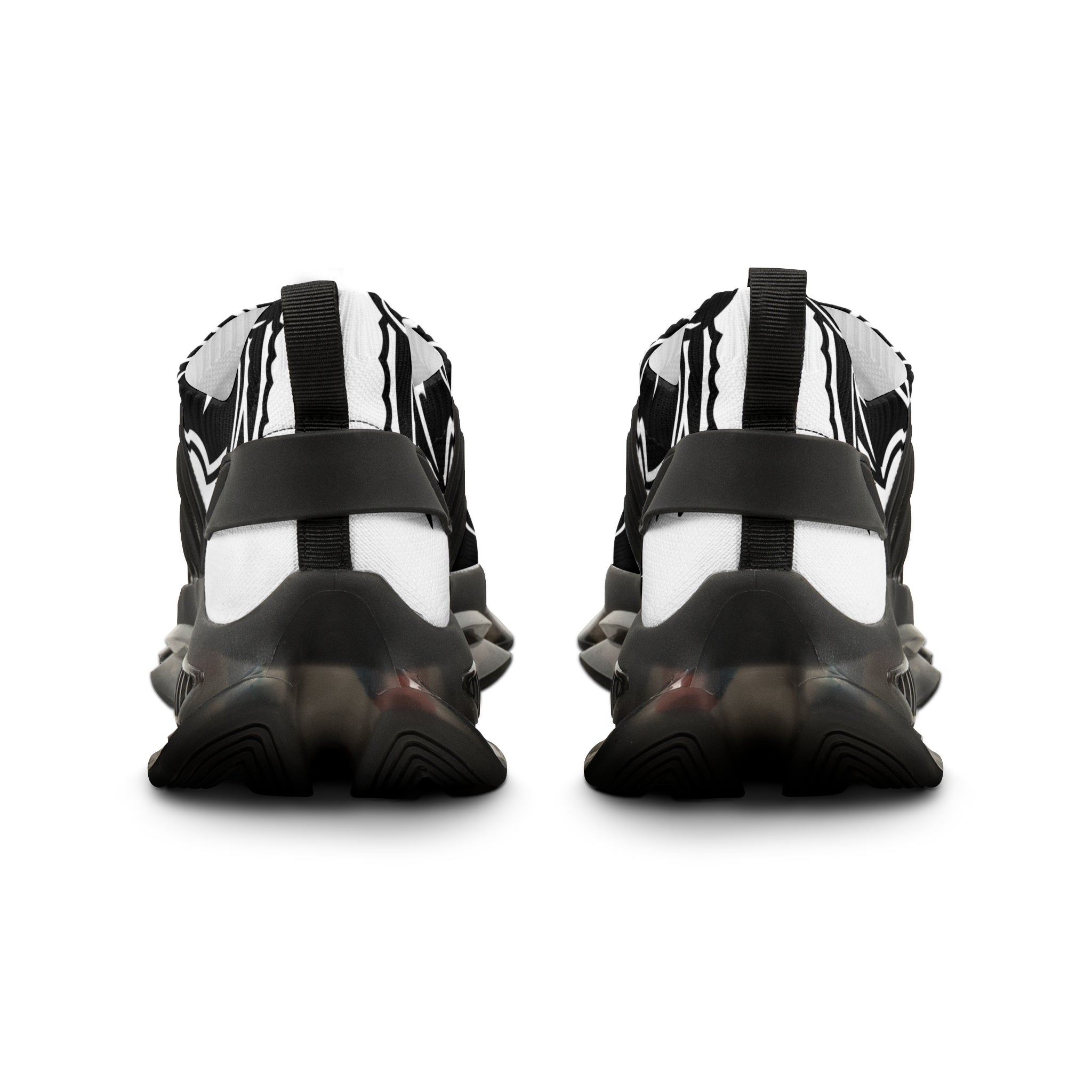 Cochica Artwork Men's Mesh Sneakers — Black & White Tribal Pattern Athletic Shoes