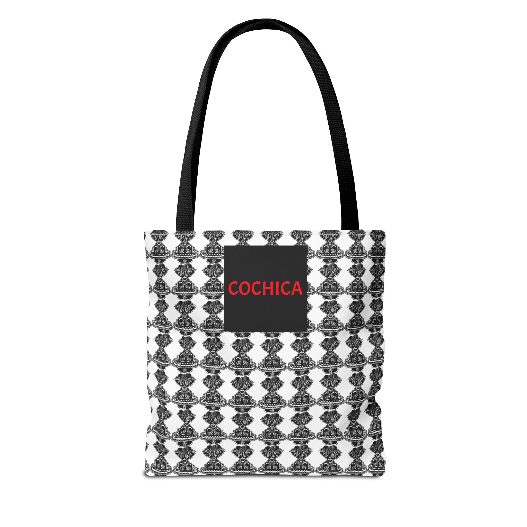 Black White Geometric Pattern Tote Bag | Repeating Tribal Motif