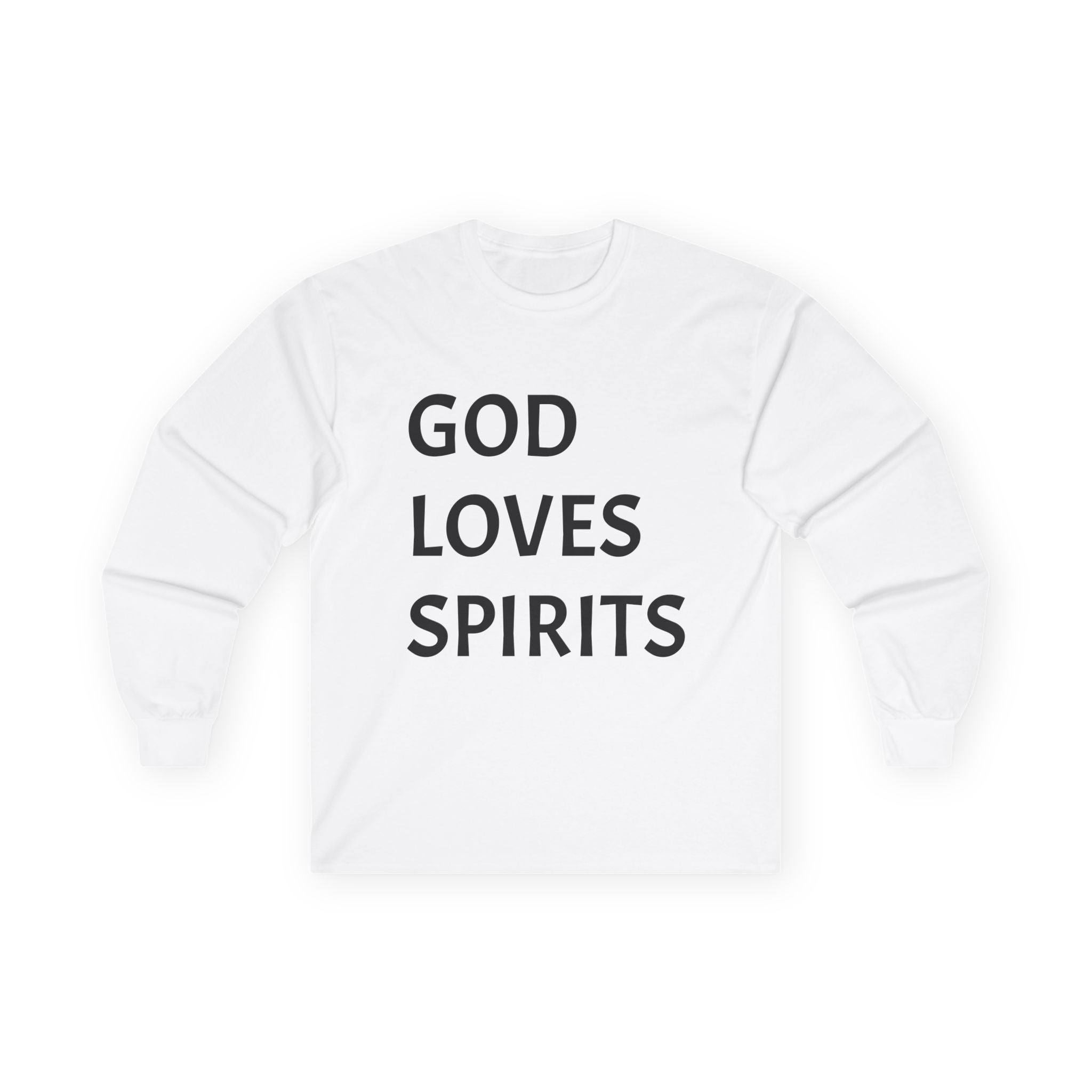 God Loves Spirits Long Sleeve Tee | Day of the Dead Tequila Skull Back Design