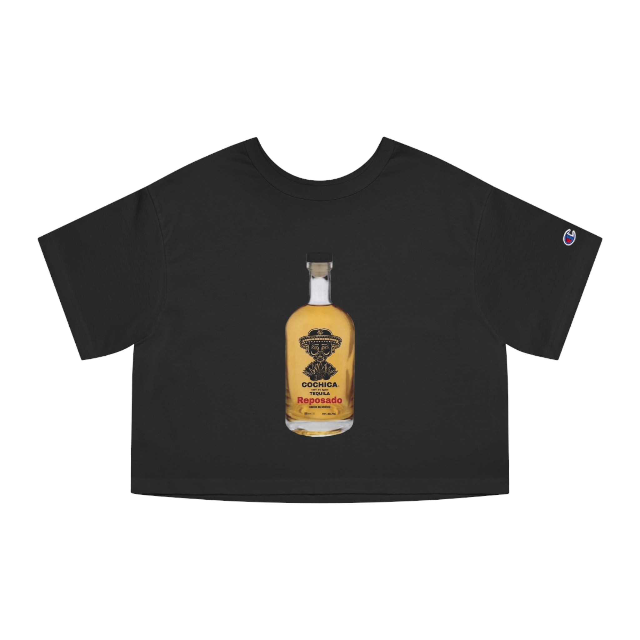 Reposado Tequila Bottle Graphic T-Shirt | Cropped Champion Style