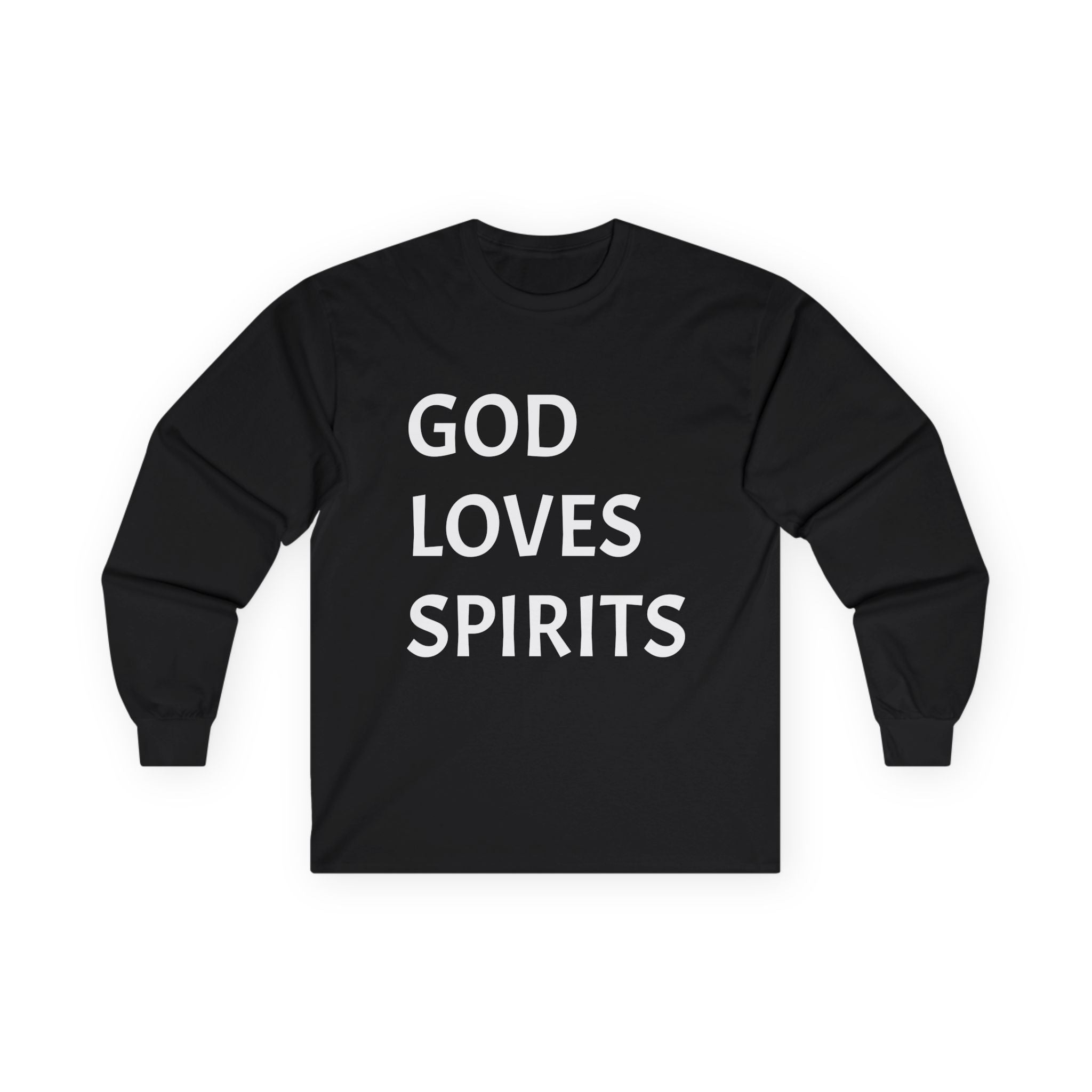 God Loves Spirits Long Sleeve Tee | Day of the Dead Tequila Skull Back Design