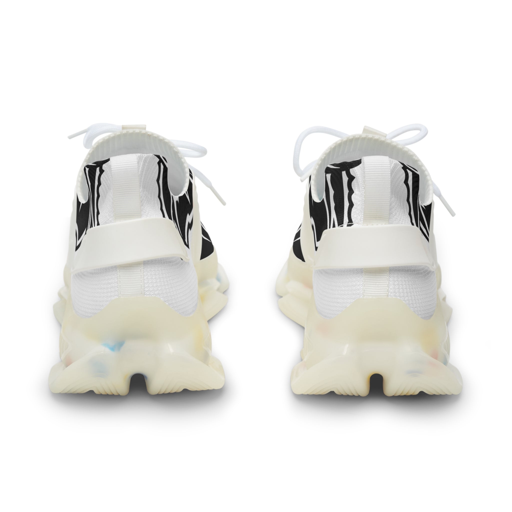 Cochica Artwork Men's Mesh Sneakers — Black & White Tribal Pattern Athletic Shoes