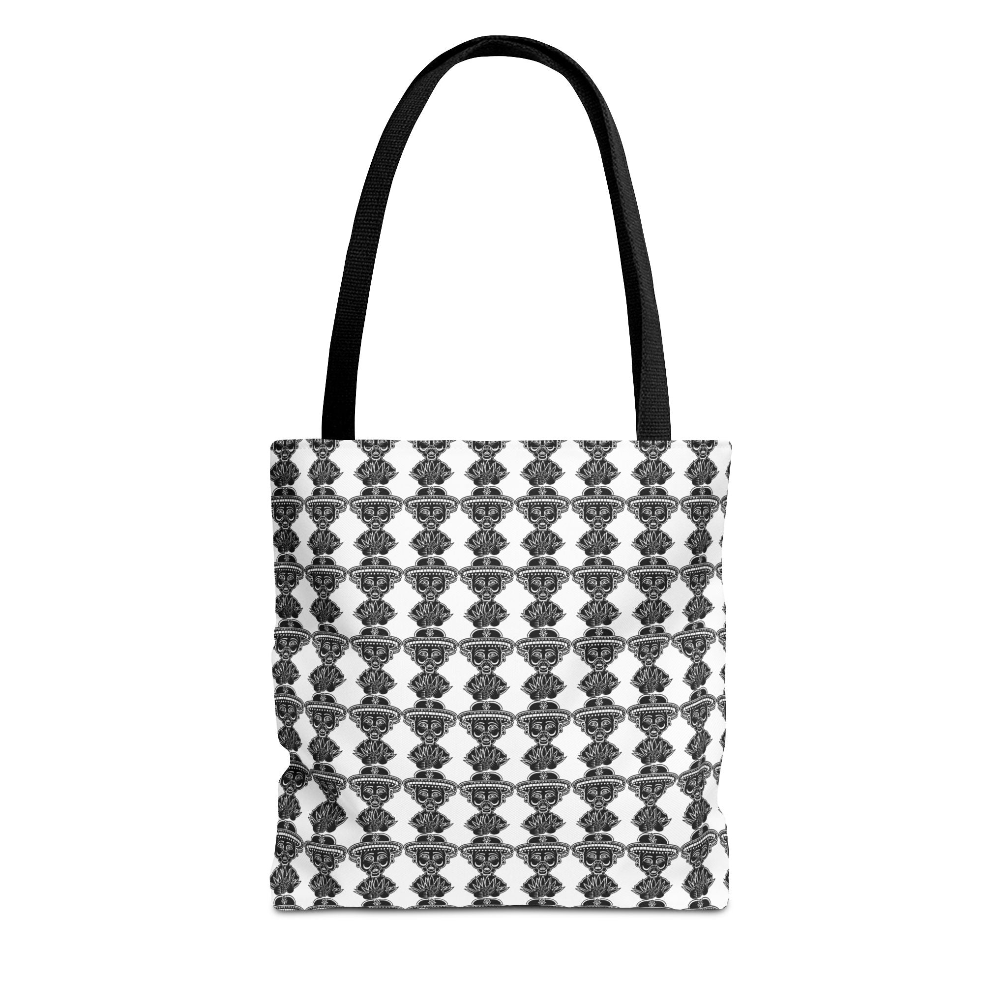 Black White Geometric Pattern Tote Bag | Repeating Tribal Motif