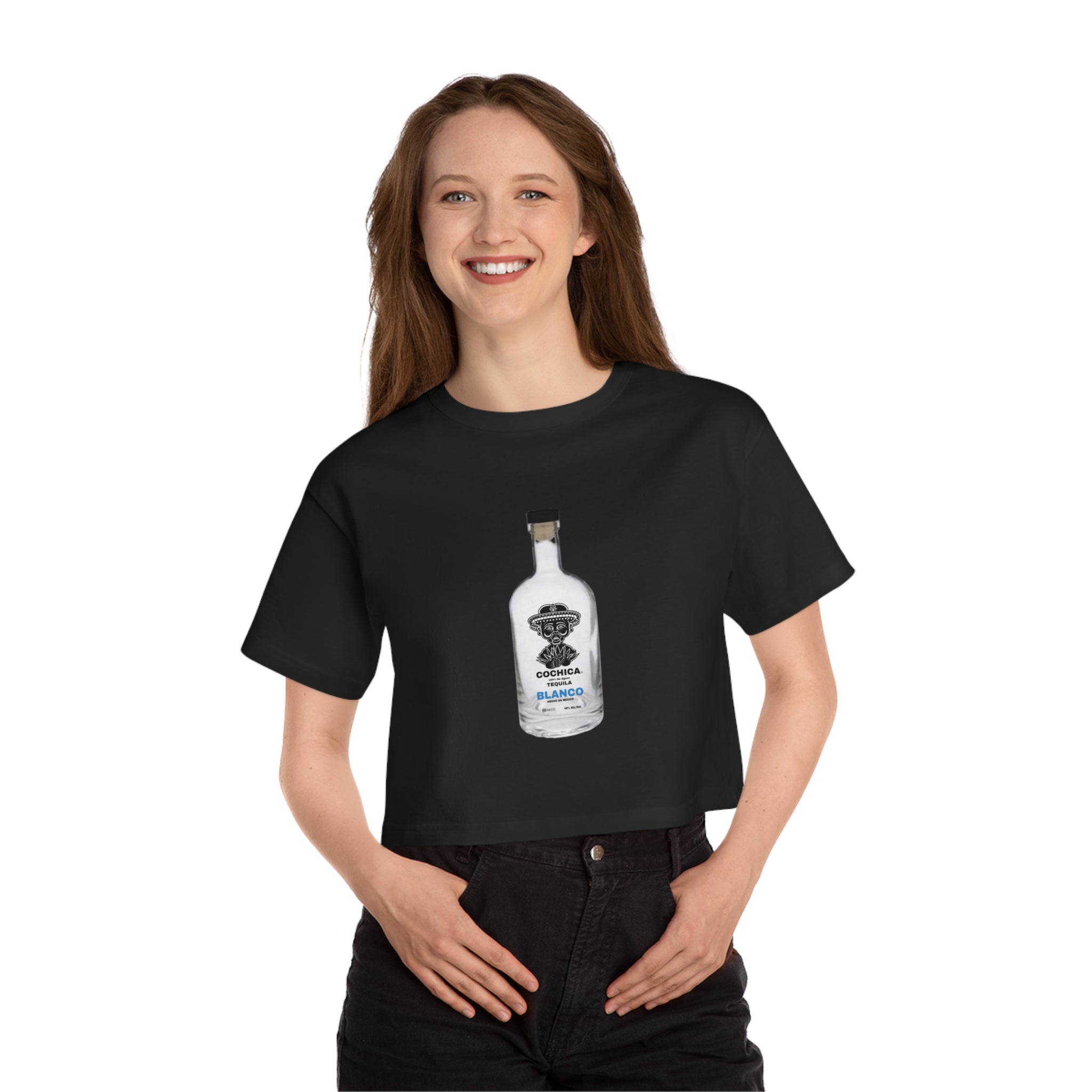 Blanco Tequila Bottle Graphic Crop Tee | Cropped T-Shirt