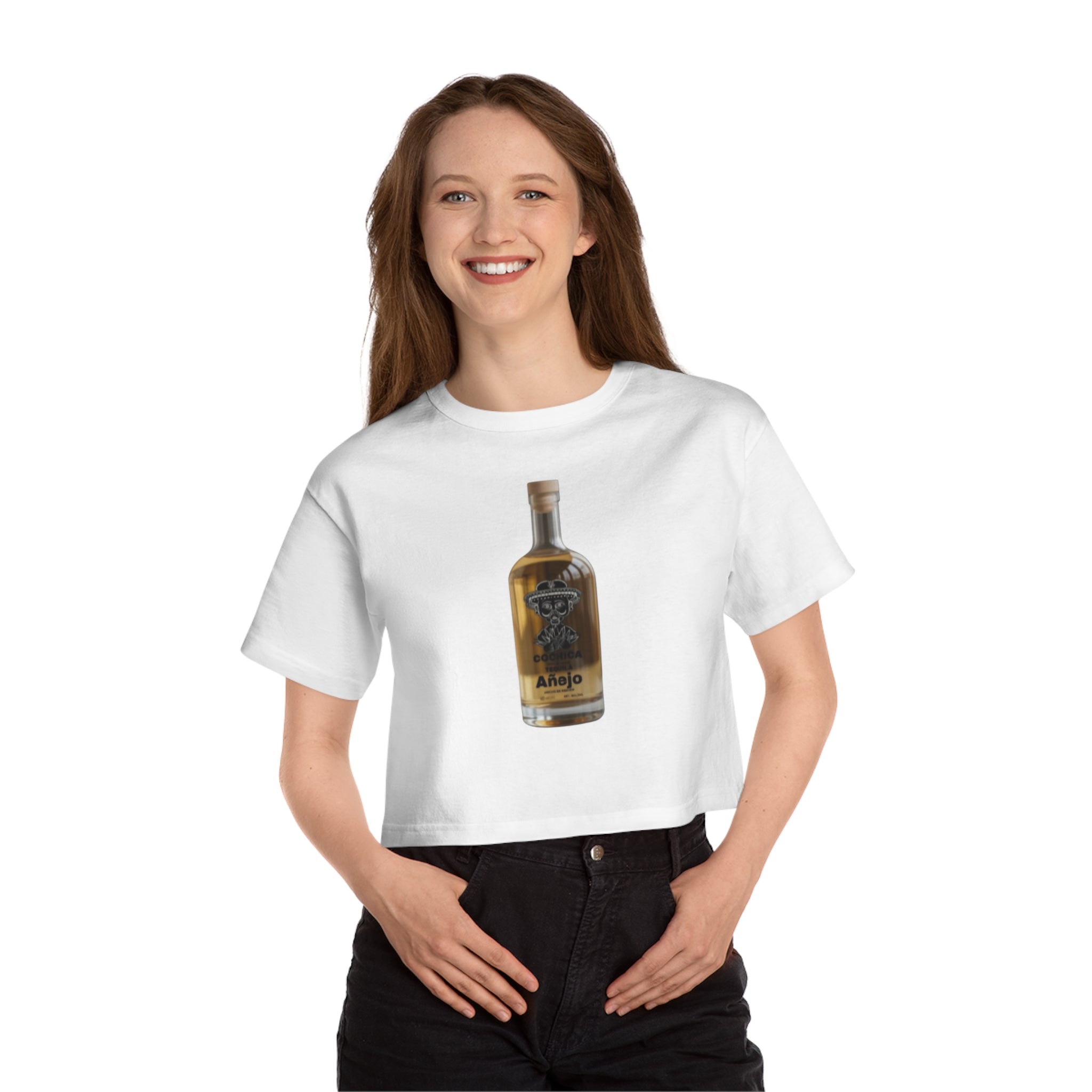 Añejo Bottle Cropped T-Shirt | Whiskey Label Illustration