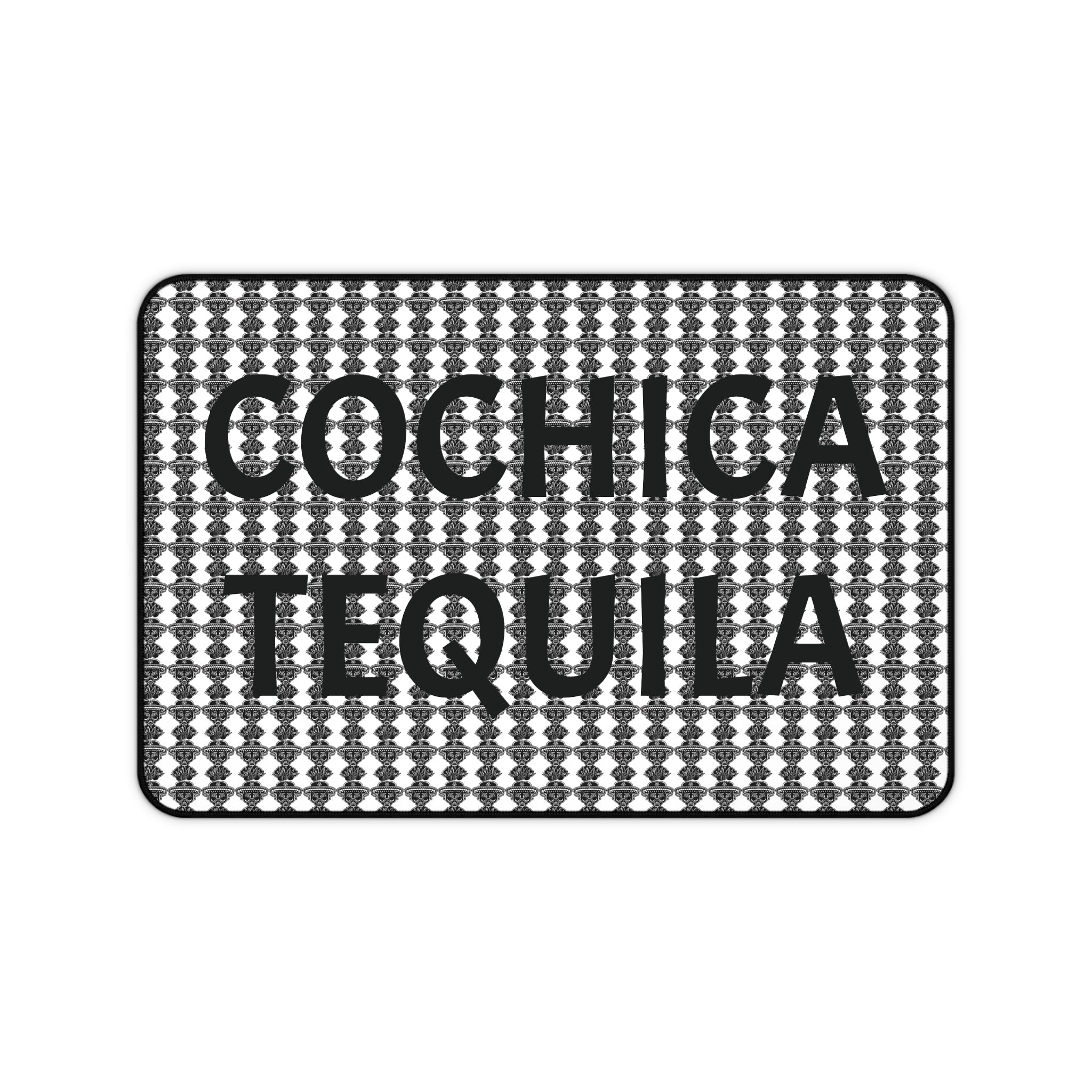 Cochica Tequila Desk Mat | Black Houndstooth Pattern