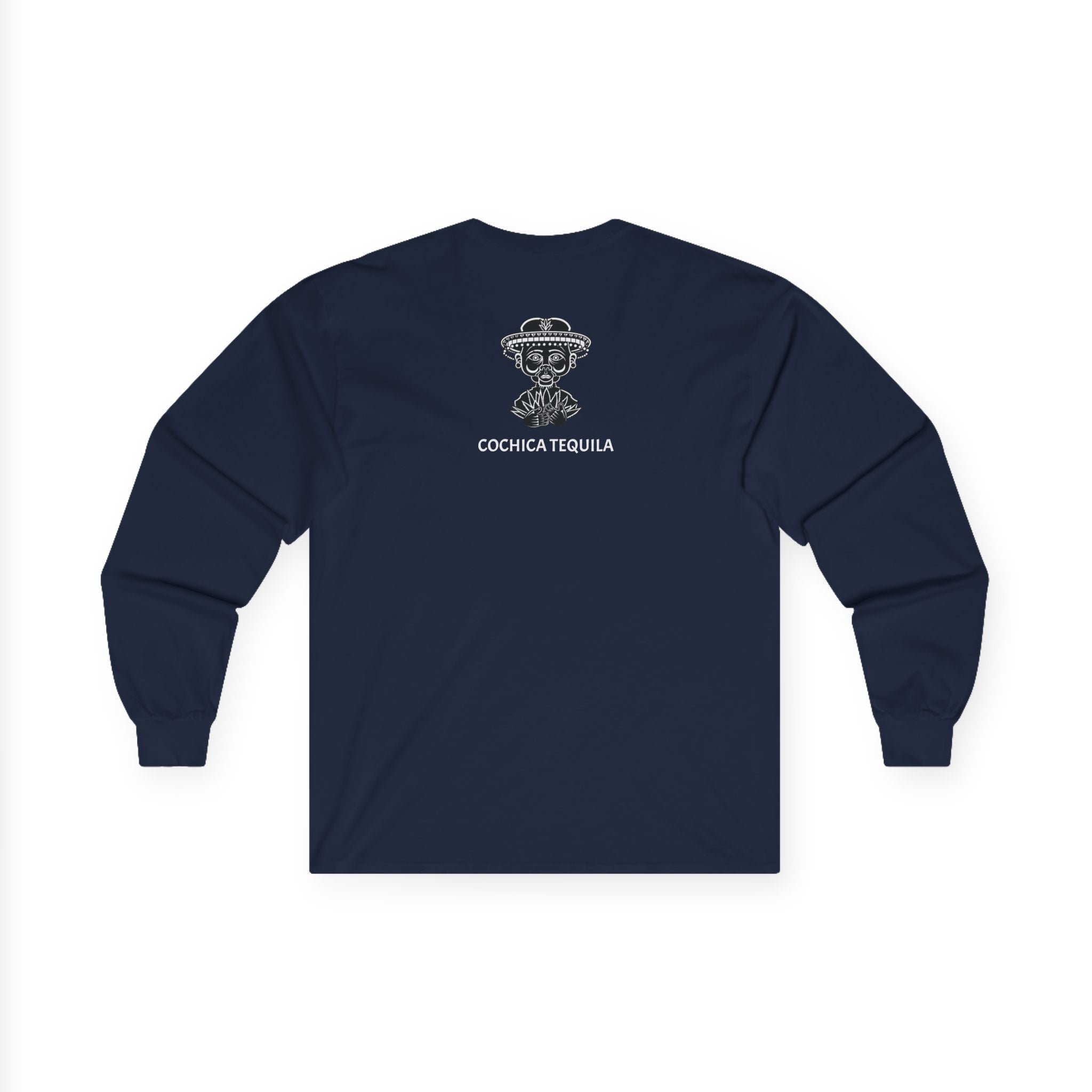 God Loves Spirits heart Long Sleeve Tee | Day of the Dead Tequila Skull Back Design