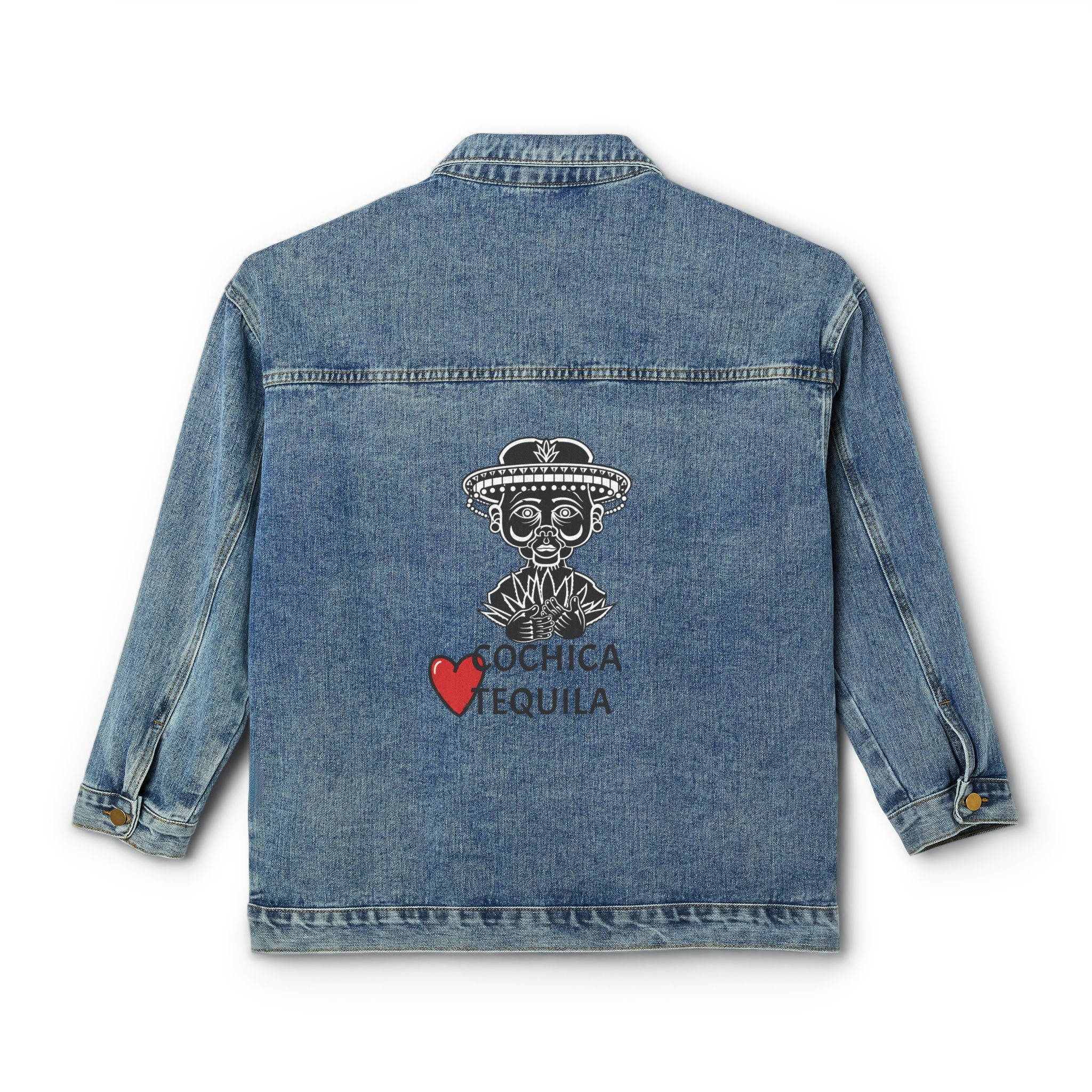Cochica Art Heart Denim Jacket | Embroidered Back Graphic