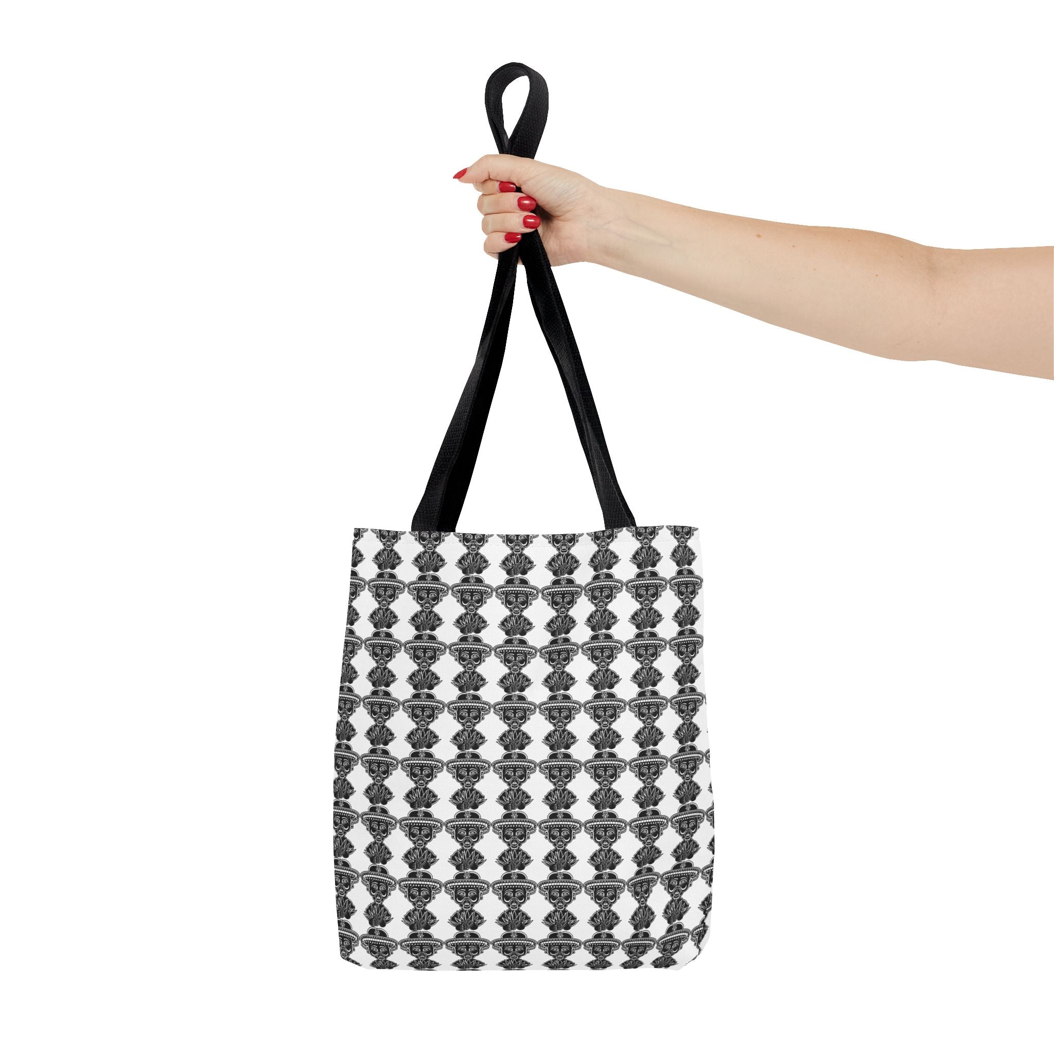 Black White Geometric Pattern Tote Bag | Repeating Tribal Motif