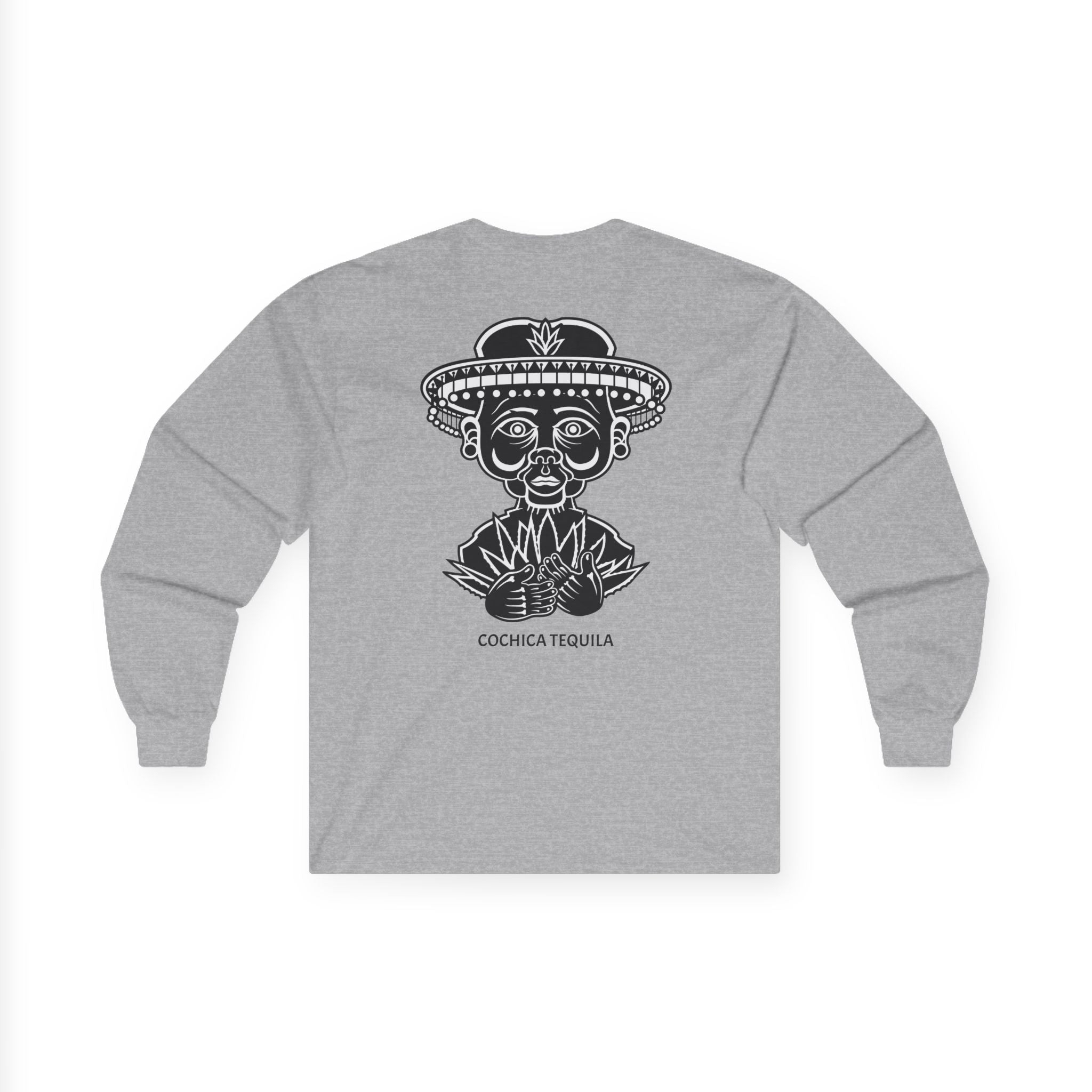 God Loves Spirits Long Sleeve Tee | Day of the Dead Tequila Skull Back Design