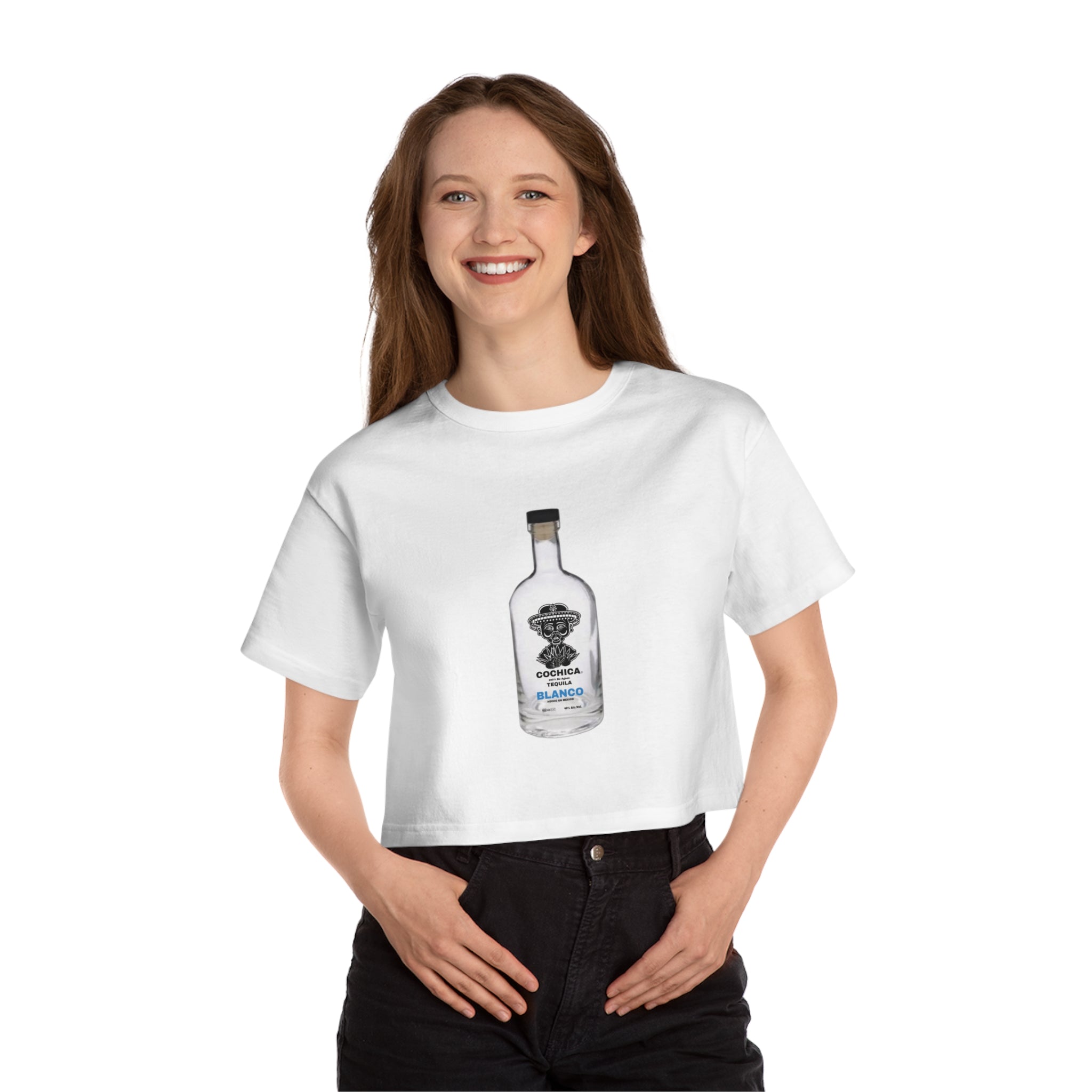 Blanco Tequila Bottle Graphic Crop Tee | Cropped T-Shirt