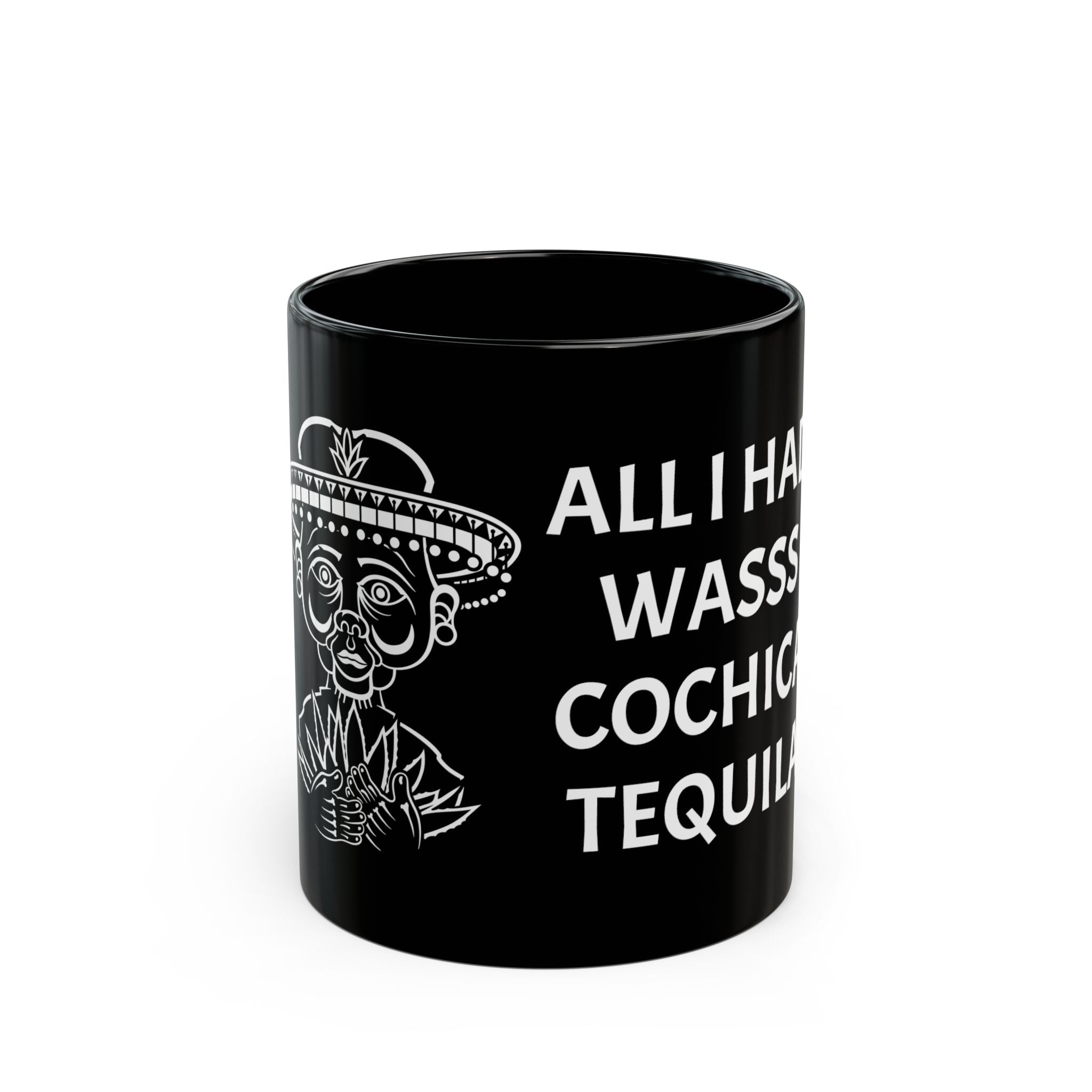 Cochica Day of the Dead Skeleton Artwork with Sombrero Mug | Black Ceramic