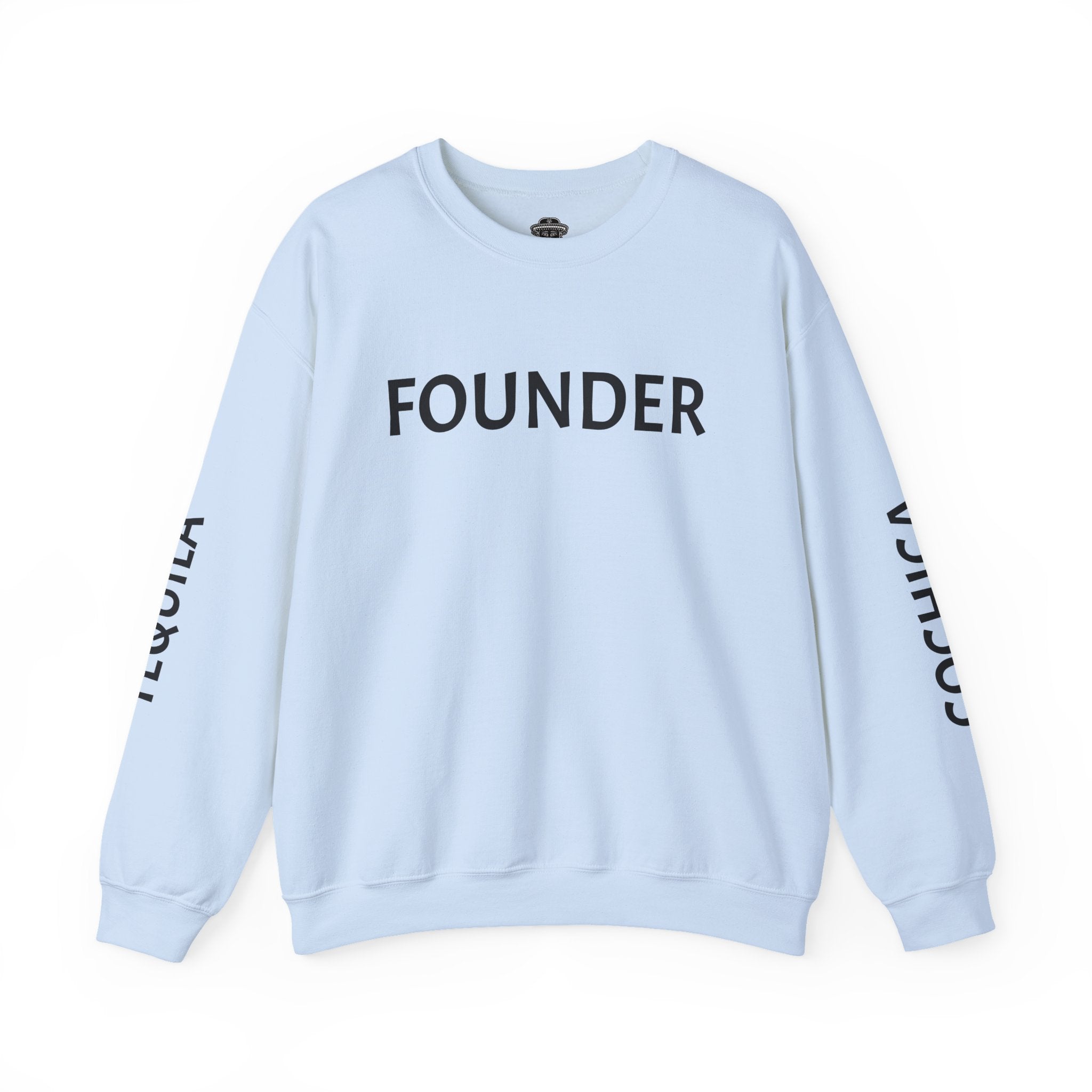 Founder Crewneck Sweatshirt | Tequila Sleeve Graphic, Day of the Dead Back Art
